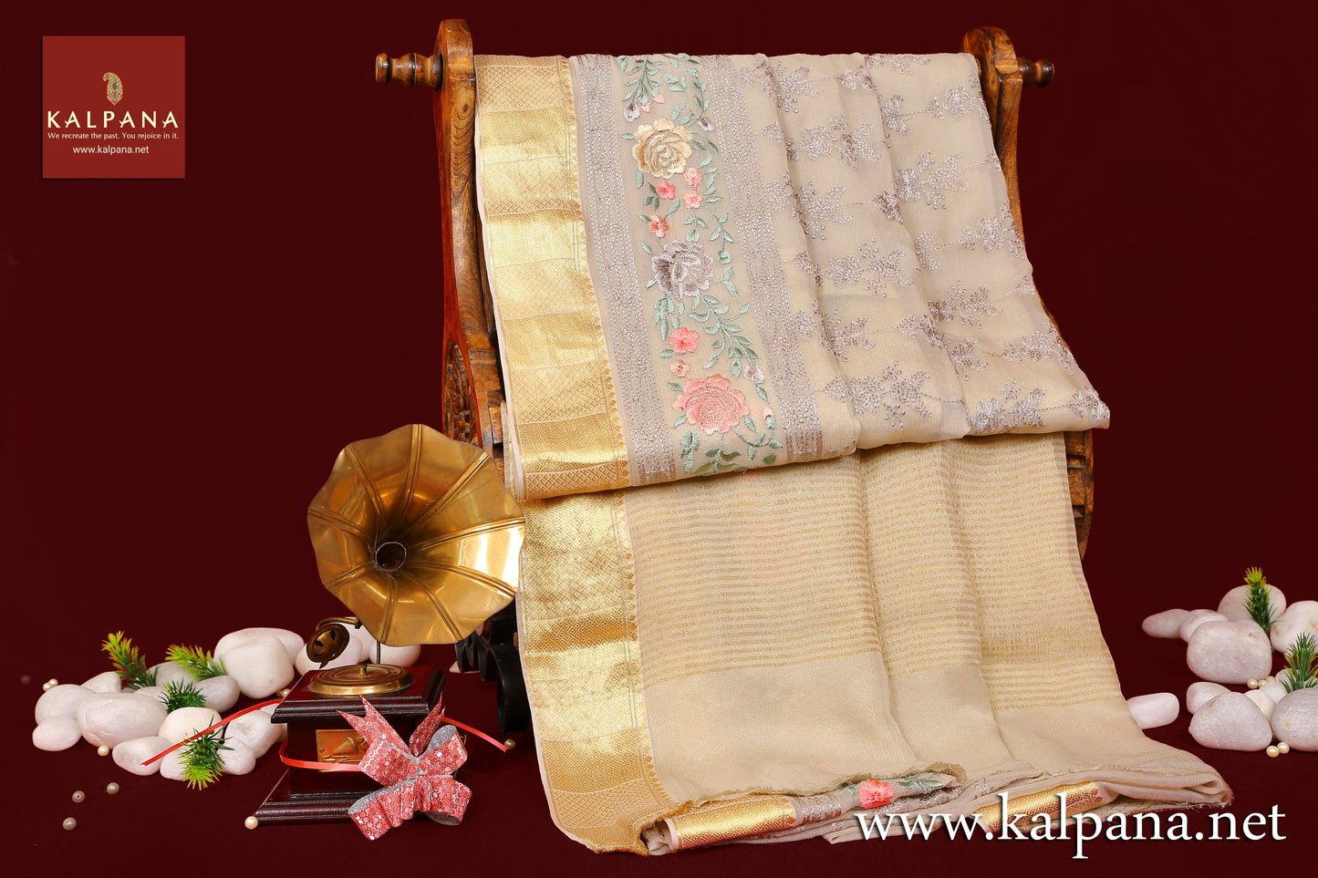 Embroidery Chiffon Saree