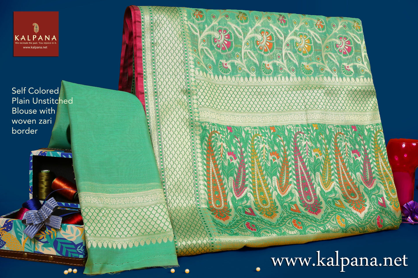 Banarasi Woven Blended Cotton Saree - Kalpana