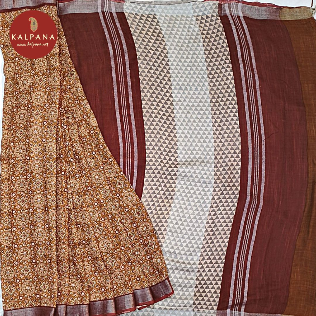 Printed Blended Linen Saree with All Over Printed and Zari Border. The Palla is Zari. It comes with Contrast Colored Printed Unstitched Blouse with . Perfect for Multi Occasion Wear. Recommended for Festive season(s). Dry Clean Only
Saree 5.4 mts
Blouse 0.8 mts
Country Of Origin:India
Weight: 500 gms