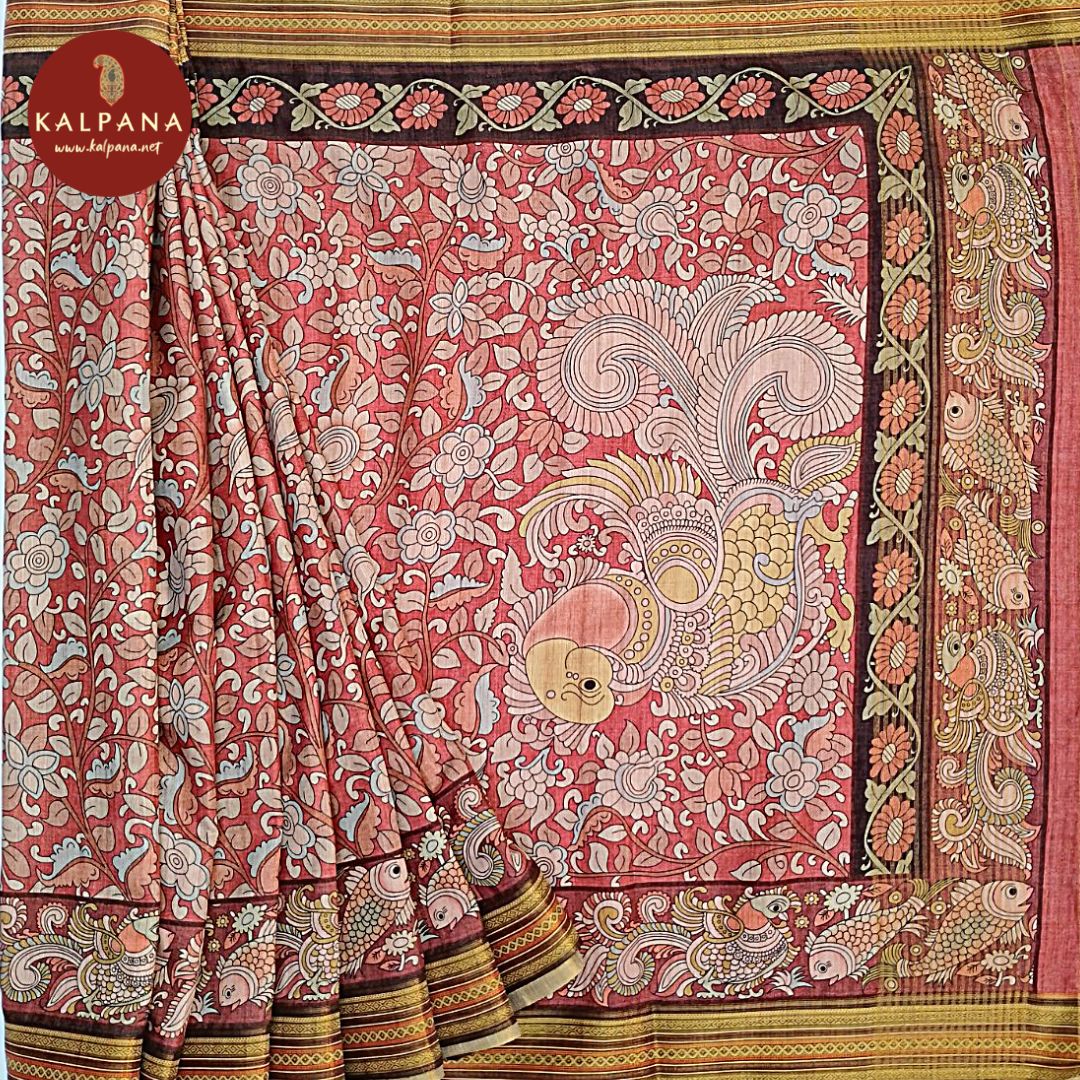 Strawberry Pink Printed Blended Tussar Silk Saree with Zari Border. The Palla is Printed. The Contrast colored Plain Unstitched Blouse has Zari Border Perfect for Multi Occasion Wear in Festive season(s). Dry Clean Only.
Saree 5.4 mts
Blouse 0.8 mts
Country Of Origin:India
Weight: 500 gms