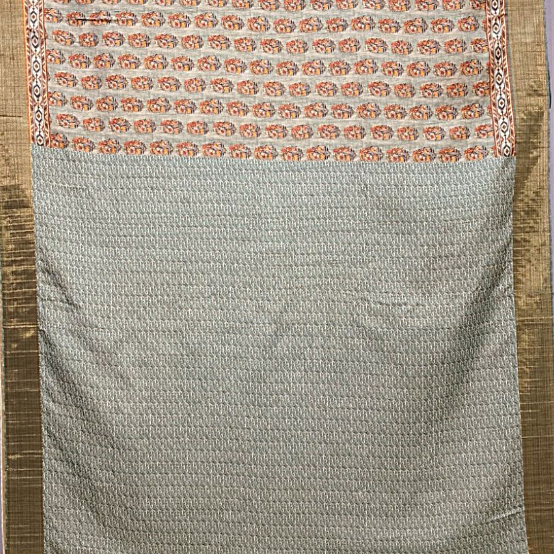 Printed Blended Tussar Silk Saree - Kalpana