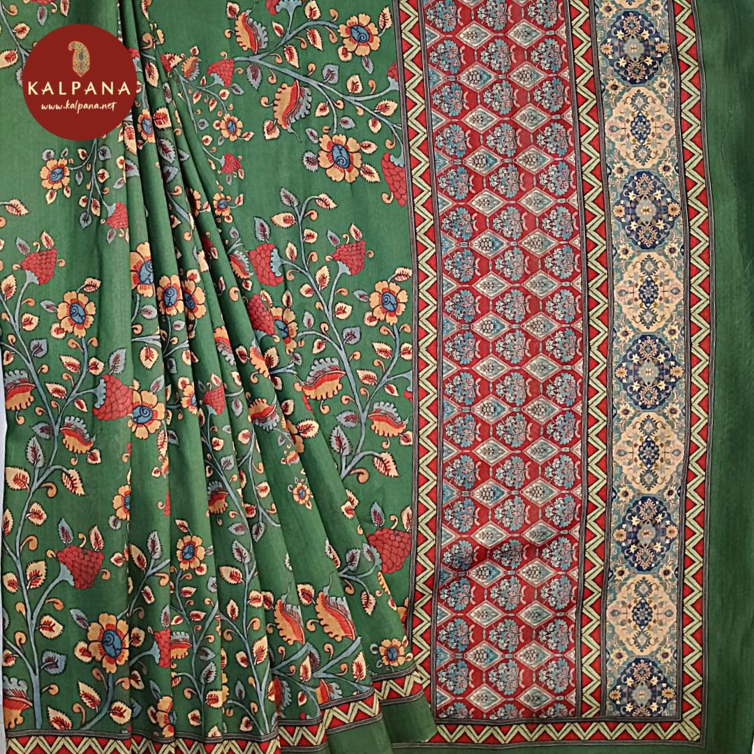 Green Printed Blended Tussar Silk Saree with Printed Border.The Self colored Printed Unstitched Blouse has Printed Border Perfect for Multi Occasion Wear in Festive season(s). Dry Clean Only.
Saree 5.4 mts
Blouse 0.8 mts
Country Of Origin:India
Weight: 500 gms