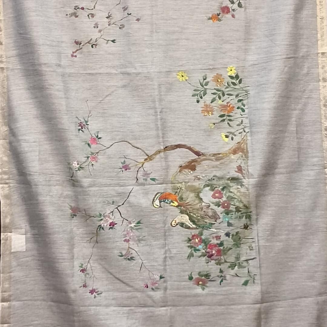 Hand Painted Pure Munga Silk Dupatta