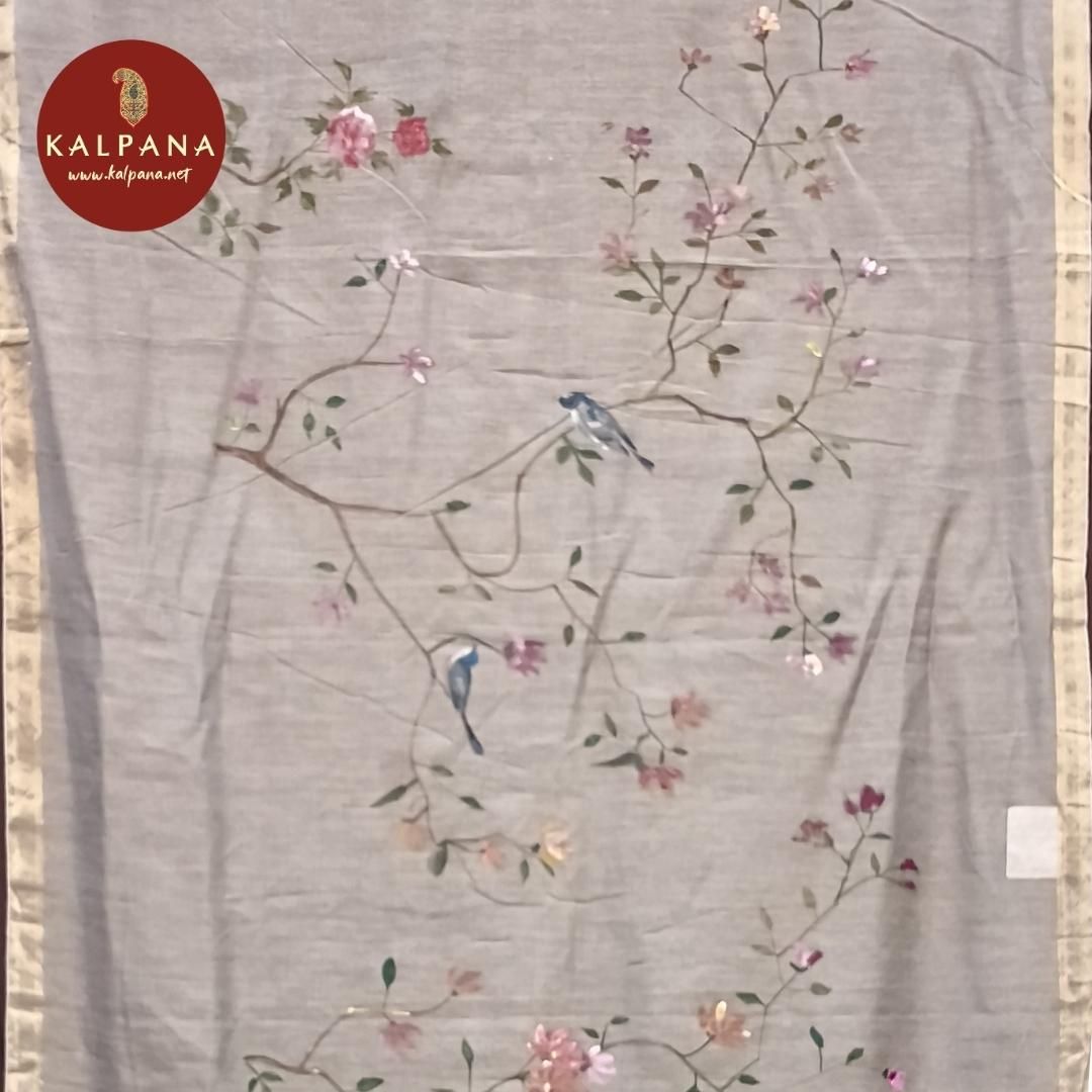 Hand Painted Pure Munga Silk Dupatta - Kalpana