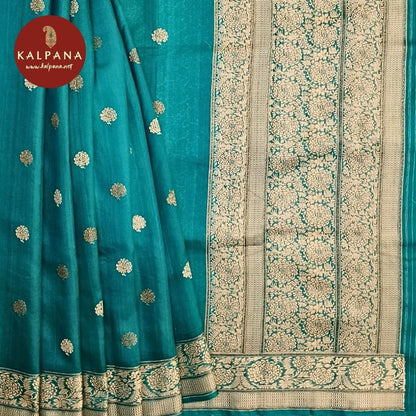 Green Banarasi Handloom Pure Tussar Silk Saree with Resham Border Border. The Palla is Weaving. The Self colored Weaving Unstitched Blouse with woven border has Woven Border Perfect for Semi Formal Wear in Summer season(s). Dry Clean Only.
Saree 5.4 mts
Blouse 0.8 mts
Country Of Origin:India
Weight: 500 gms