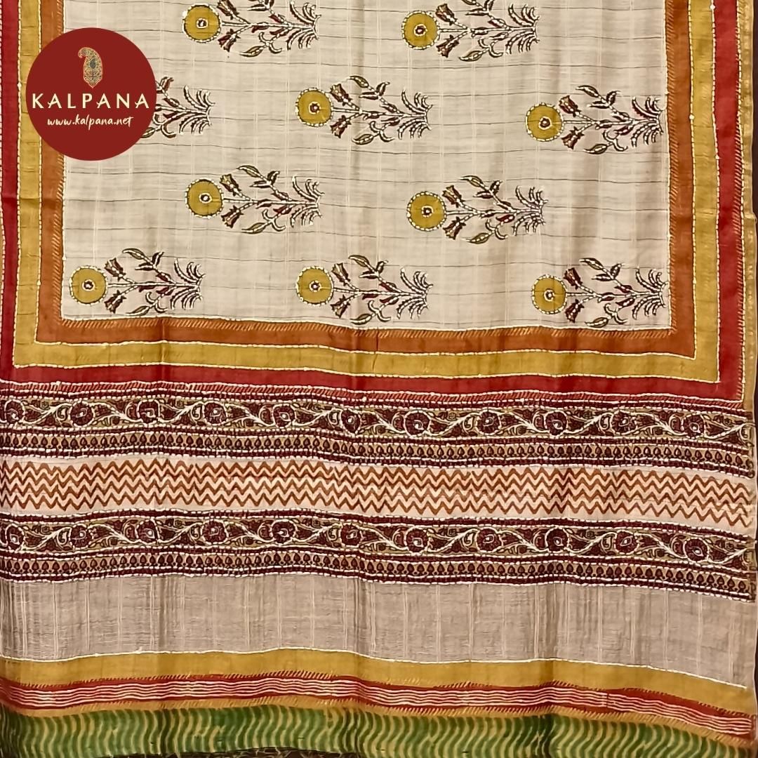 Handloom Pure Tussar Silk Dupatta - Kalpana