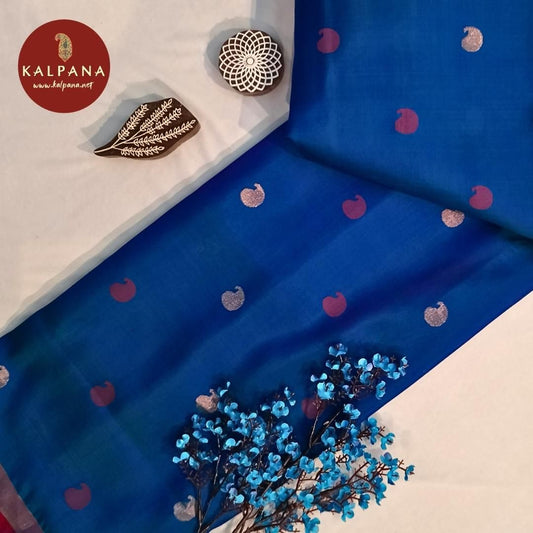 Blue Uppada Handloom Pure Silk Saree with Woven Zari Border. The Palla is Woven Zari. The Contrast colored Plain Unstitched Blouse with woven border has Zari Border Perfect for Multi Occasion Wear in Autumn & Winter season(s). Dry Clean Only.
Saree 5.4 mts
Blouse 0.8 mts
Country Of Origin:India
Weight: 500 gms