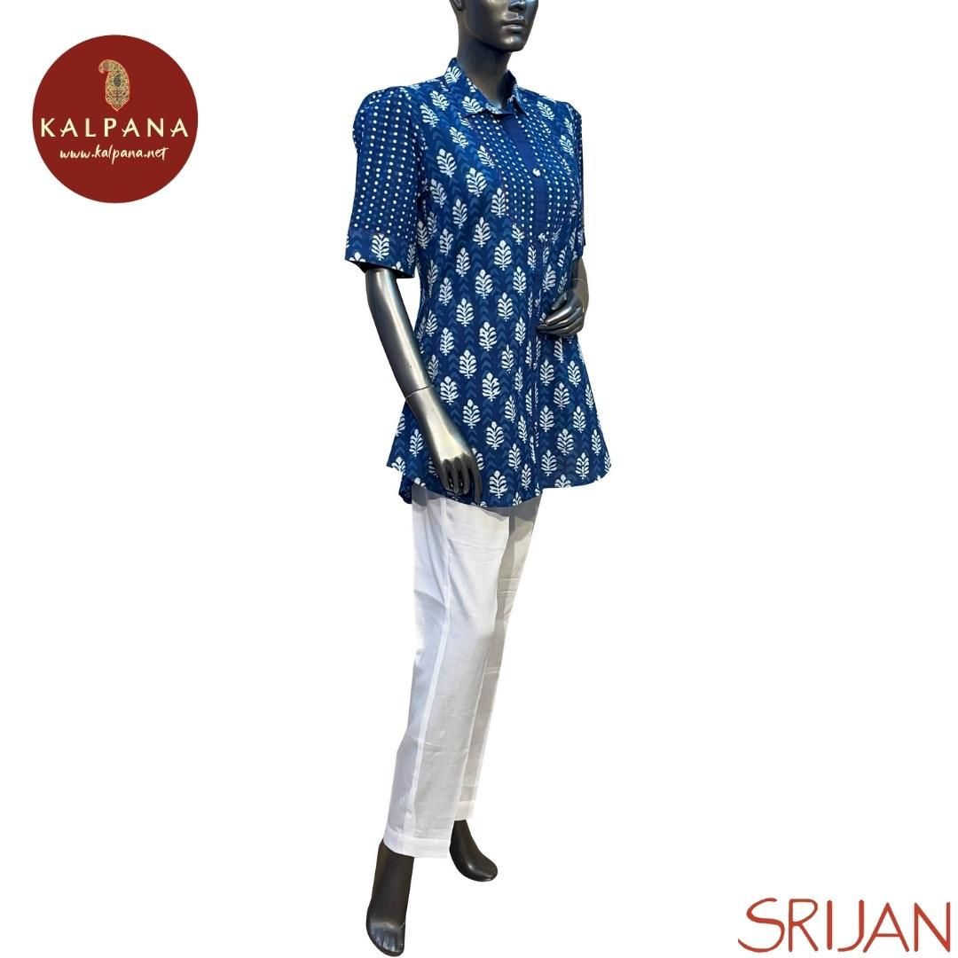 Indigo A Line Pure Cotton Top