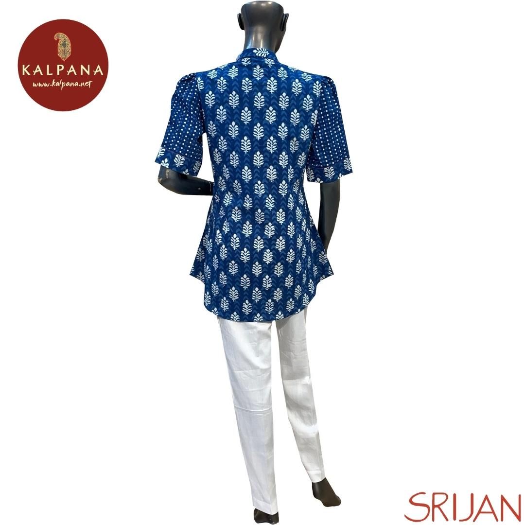 Indigo A Line Pure Cotton Top
