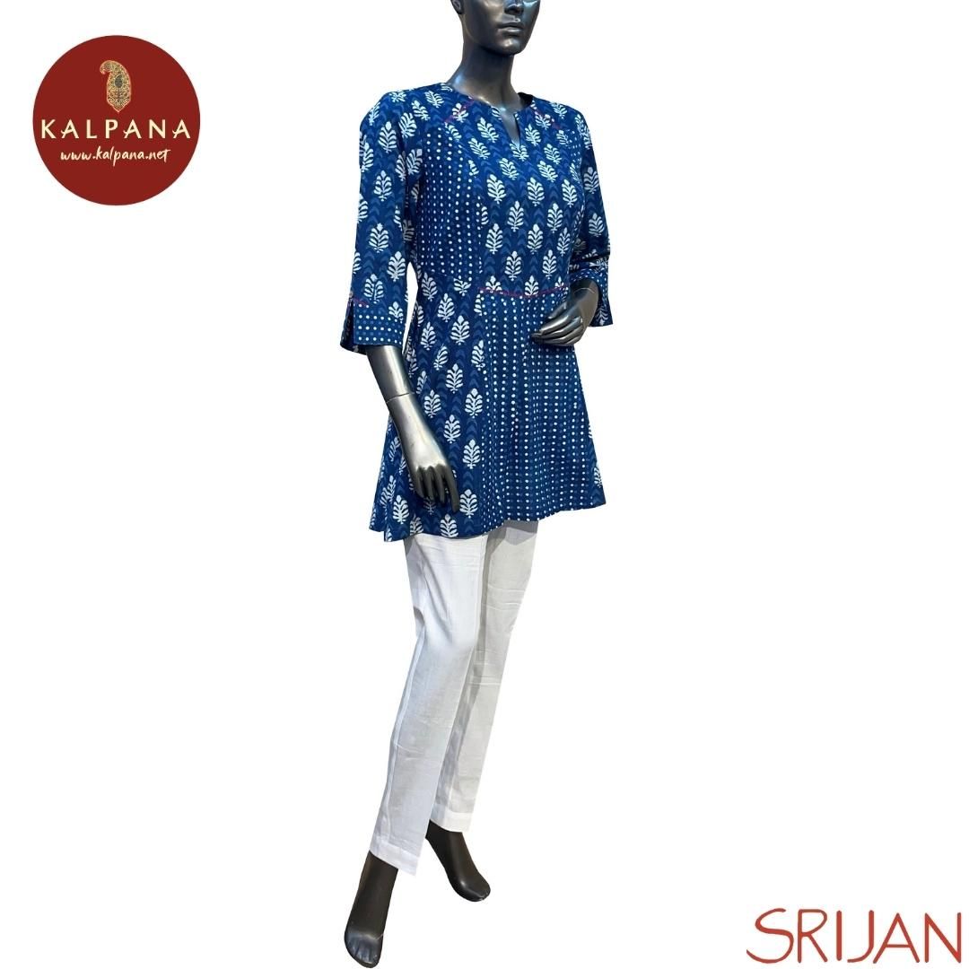 Indigo Small Kalidaar Pure Cotton Top