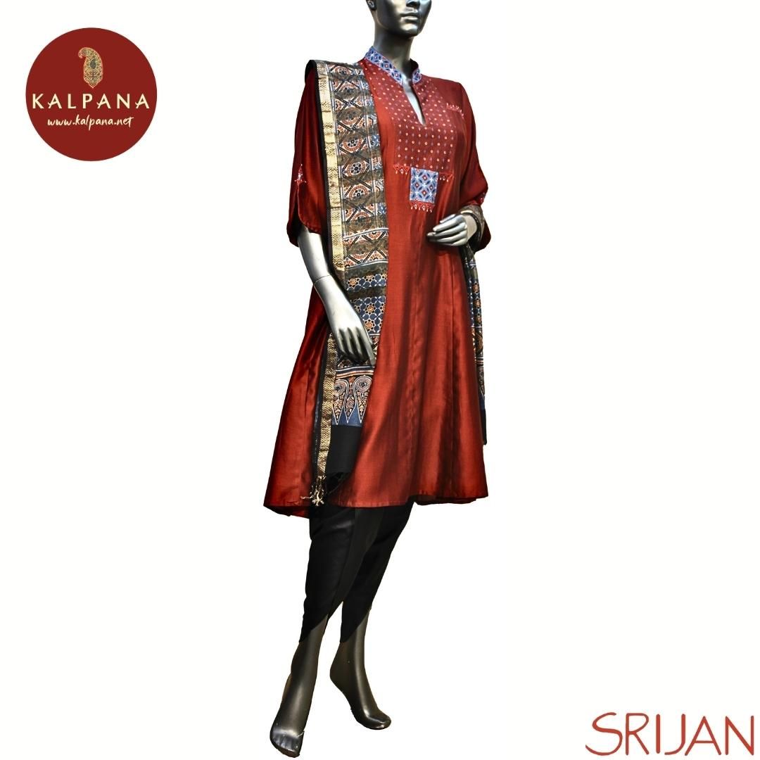 Ajrakh Small Kalidaar Pure Chanderi Salwar Kameez