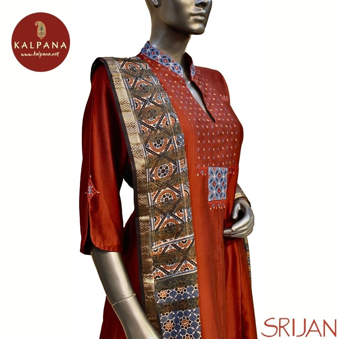 Ajrakh Small Kalidaar Pure Chanderi Salwar Kameez