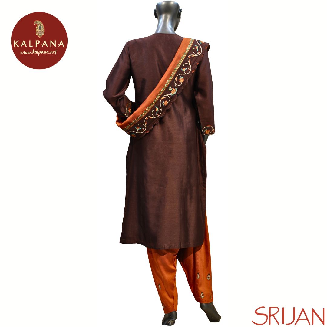 Kashmiri Crewel embroidery A Line Pure Chanderi Salwar Kameez