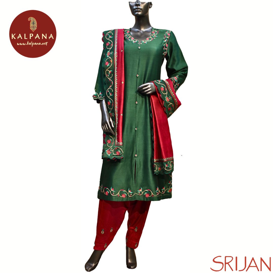 Top : Crewel embroidery A Line Pure Chanderi Shirt with All Over Embroidery and Embroidered Border. The Neckline is Round
Dupatta: It comes with Self matched Brown color Embroidered Chanderi Dupatta with Embroidered Border.
Bottom : The Cotton Satin Salwar is Brown.
Perfect for Semi Formal Wear. Recommended for Summer season(s). Dry Clean Only
Country Of Origin:India
Weight: 500 gms