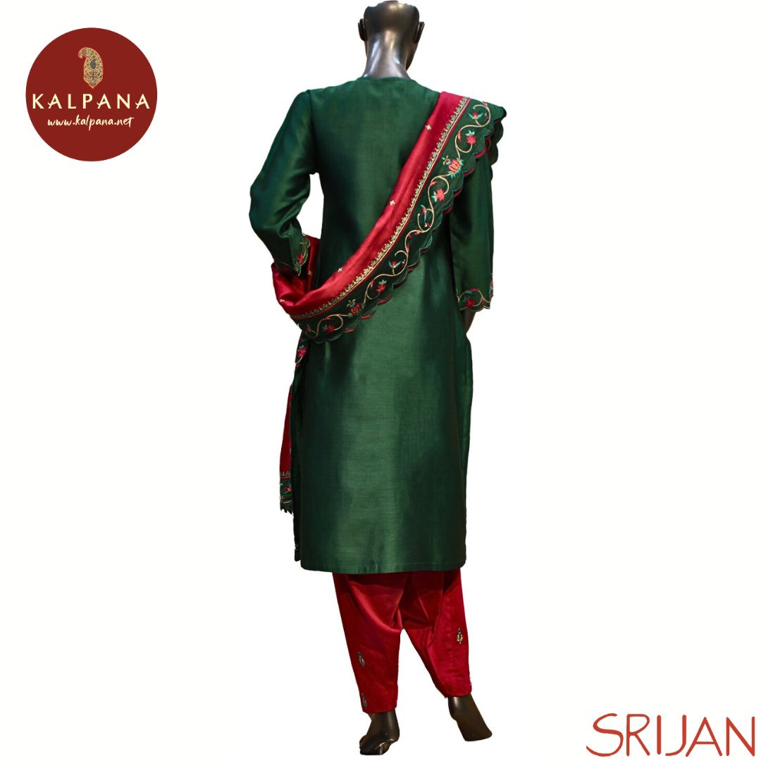 Kashmiri Crewel embroidery A Line Pure Chanderi Salwar Kameez
