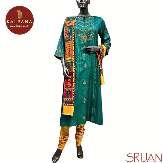 Top : Madhubani Princess Line Pure Tussar Shirt with All Over Embroidery and Self Border. The Neckline is Mandrin
Dupatta: It comes with Contrast matched Turquoise Blue color Embroidered Chanderi Dupatta with Plain Border.
Bottom : The Turkey Silk Chudidaar is Golden Yellow.
Perfect for Multi Occasion Wear. Recommended for Autumn & Winter season(s). Dry Clean Only
Country Of Origin:India
Weight: 500 gms