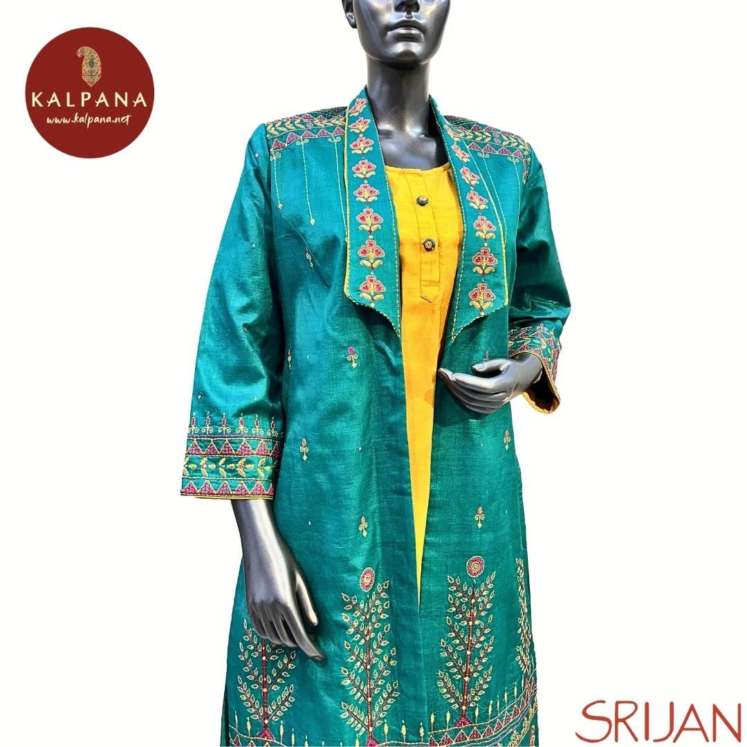 Madhubani Jacket with In Shirt Pure Tussar Salwar Kameez