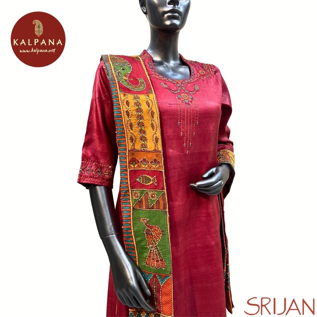 Madhubani A Line Pure Tussar Salwar Kameez