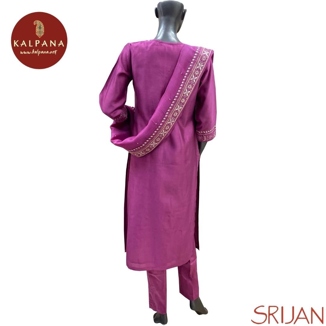 Chikkankari A Line Pure Chanderi Salwar Kameez