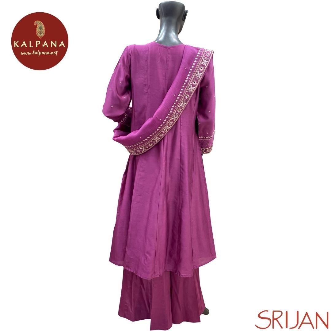 Chikkankari Small Kalidaar Pure Chanderi Salwar Kameez