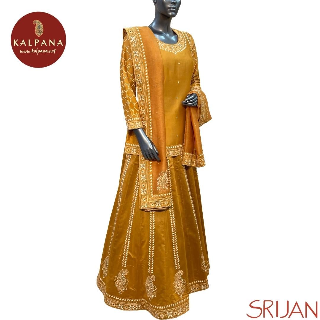 Chikkankari Princess Line Pure Chanderi Lehenga Choli