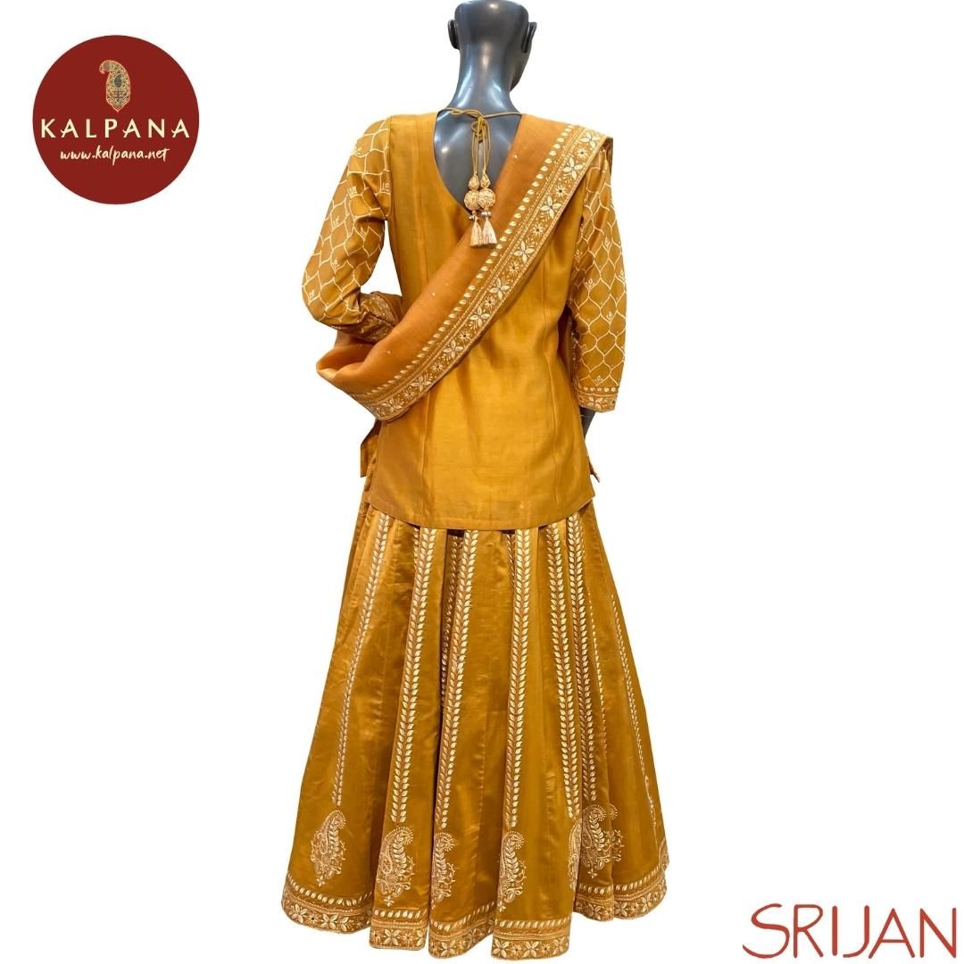 Chikkankari Princess Line Pure Chanderi Lehenga Choli