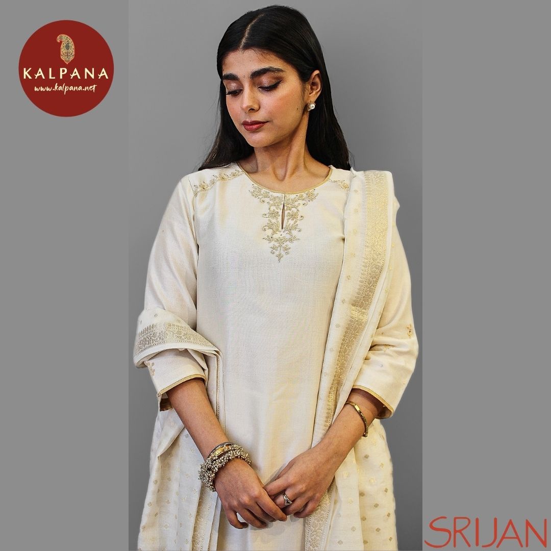 A Line Dori Work Chanderi Salwar Kameez