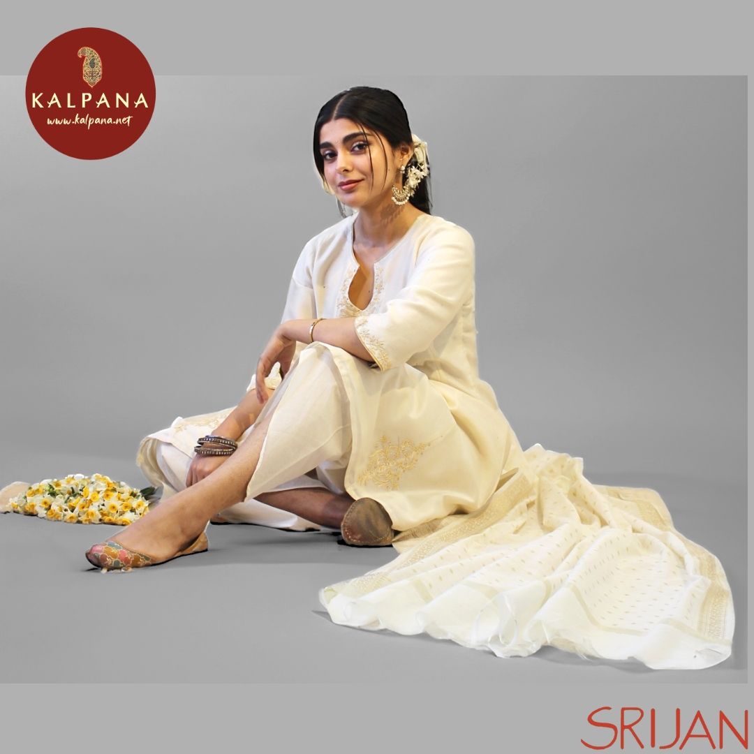 Small Kalidaar Dori Work Chanderi Salwar Kameez