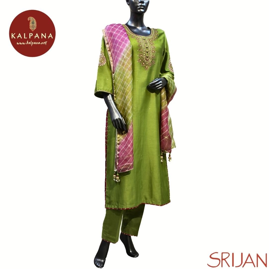 Gotta Patti A Line Pure Chanderi Salwar Kameez
