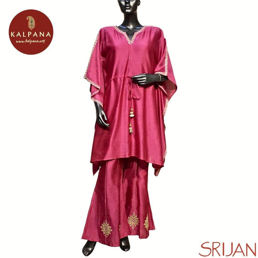 Top : Gota Patti Kaftan Pure Chanderi Shirt with All Over Plain with Embroidery and Self Border. The Neckline is Round
Bottom : The Cotton Satin Sharara is Pink.
Perfect for Multi Occasion Wear. Recommended for Autumn & Winter season(s). Dry Clean Only
Country Of Origin:India
Weight: 450 gms