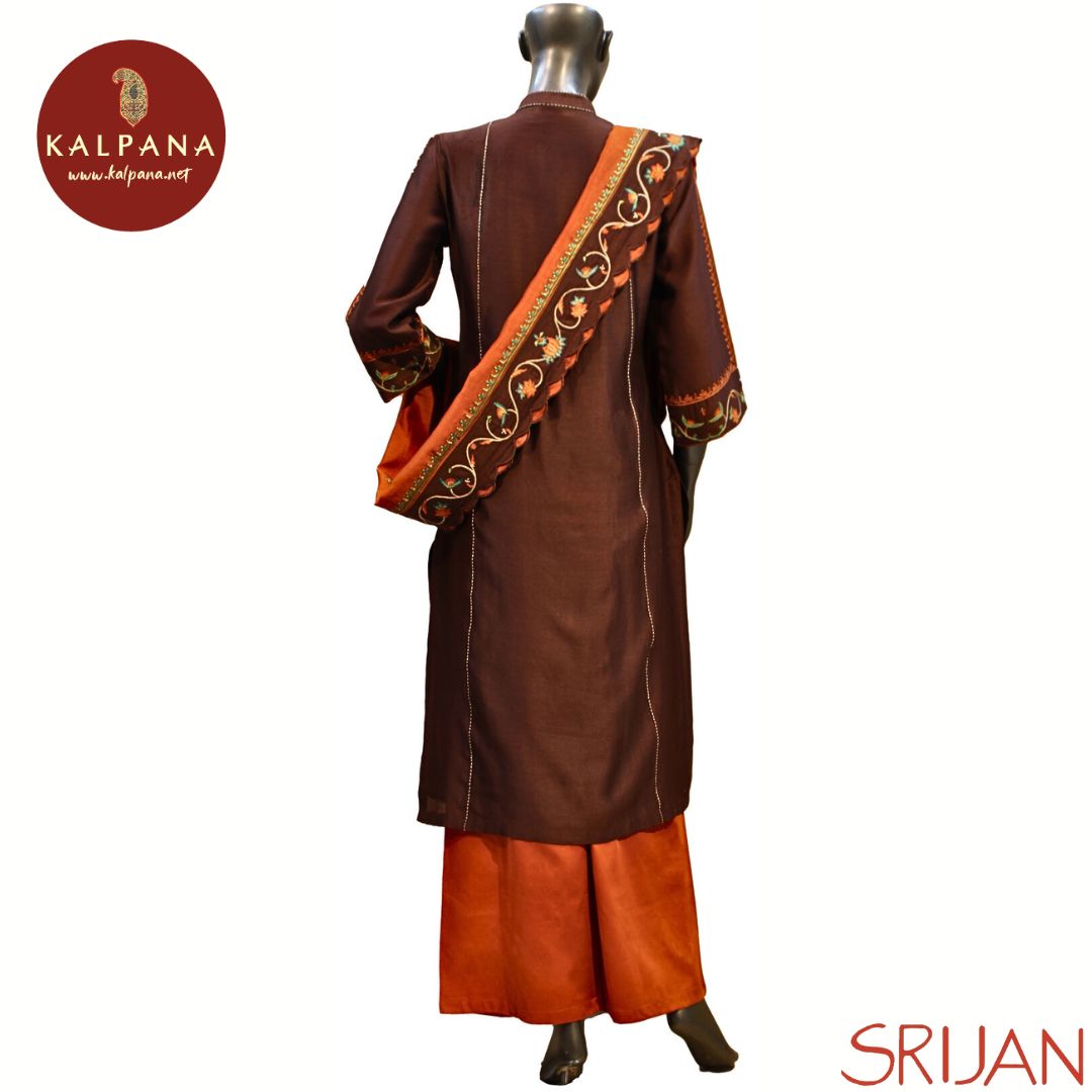 Kashmiri Crewel embroidery Princess Line Pure Chanderi Salwar Kameez