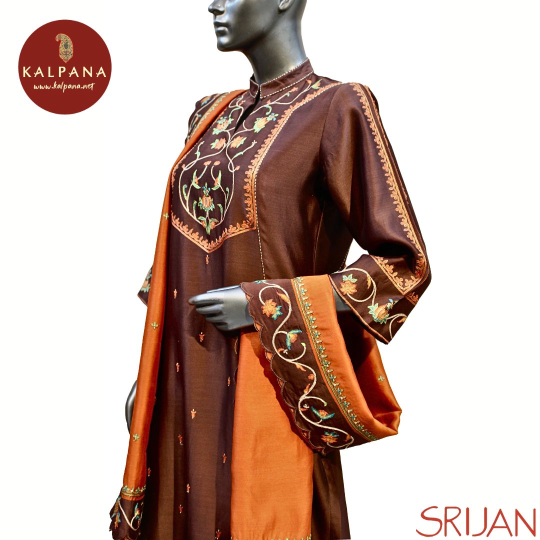 Kashmiri Crewel embroidery Princess Line Pure Chanderi Salwar Kameez