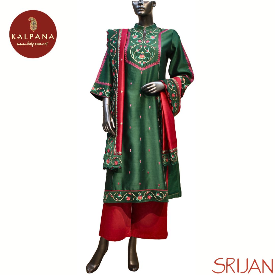 Top : Crewel embroidery Princess Line Pure Chanderi Shirt with All Over Embroidery and Embroidered Border. The Neckline is Mandrin
Dupatta: It comes with Self matched Brown color Embroidered Chanderi Dupatta with Embroidered Border.
Bottom : The Cotton Satin Farshi Pajama is Brown.
Perfect for Semi Formal Wear. Recommended for Summer season(s). Dry Clean Only
Country Of Origin:India
Weight: 500 gms