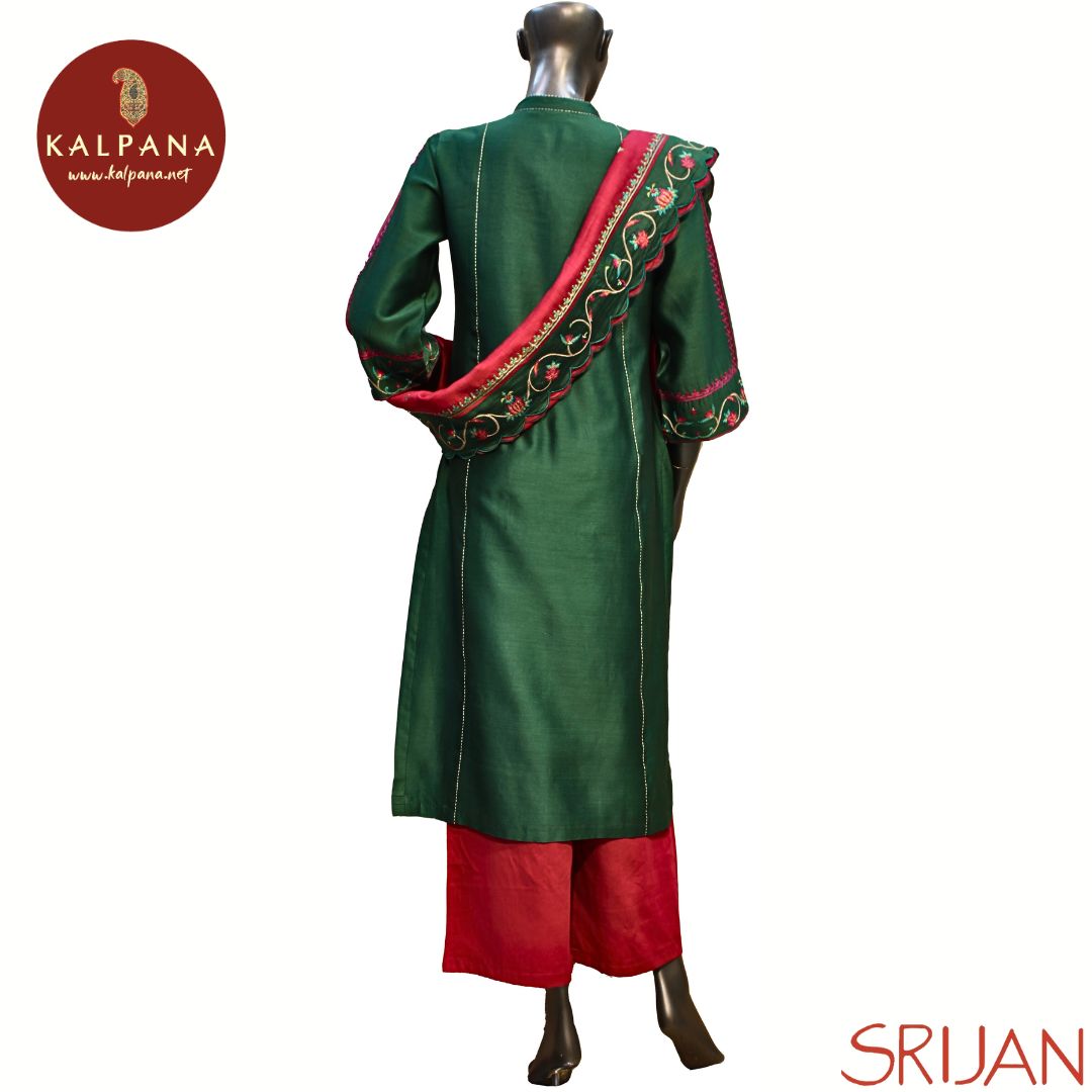 Kashmiri Crewel embroidery Princess Line Pure Chanderi Salwar Kameez