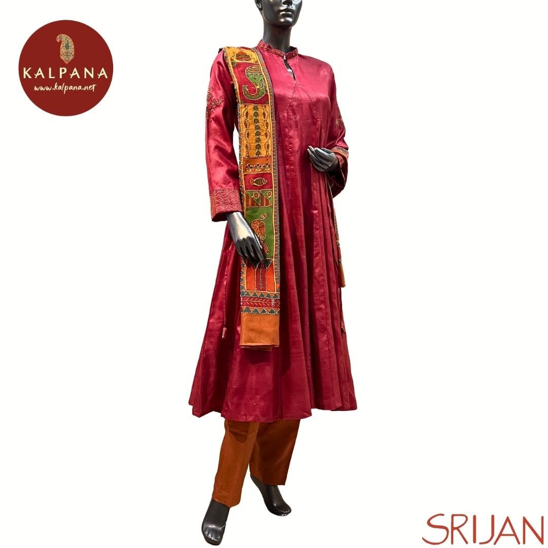 Madhubani Large Kalidaar Pure Tussar Salwar Kameez