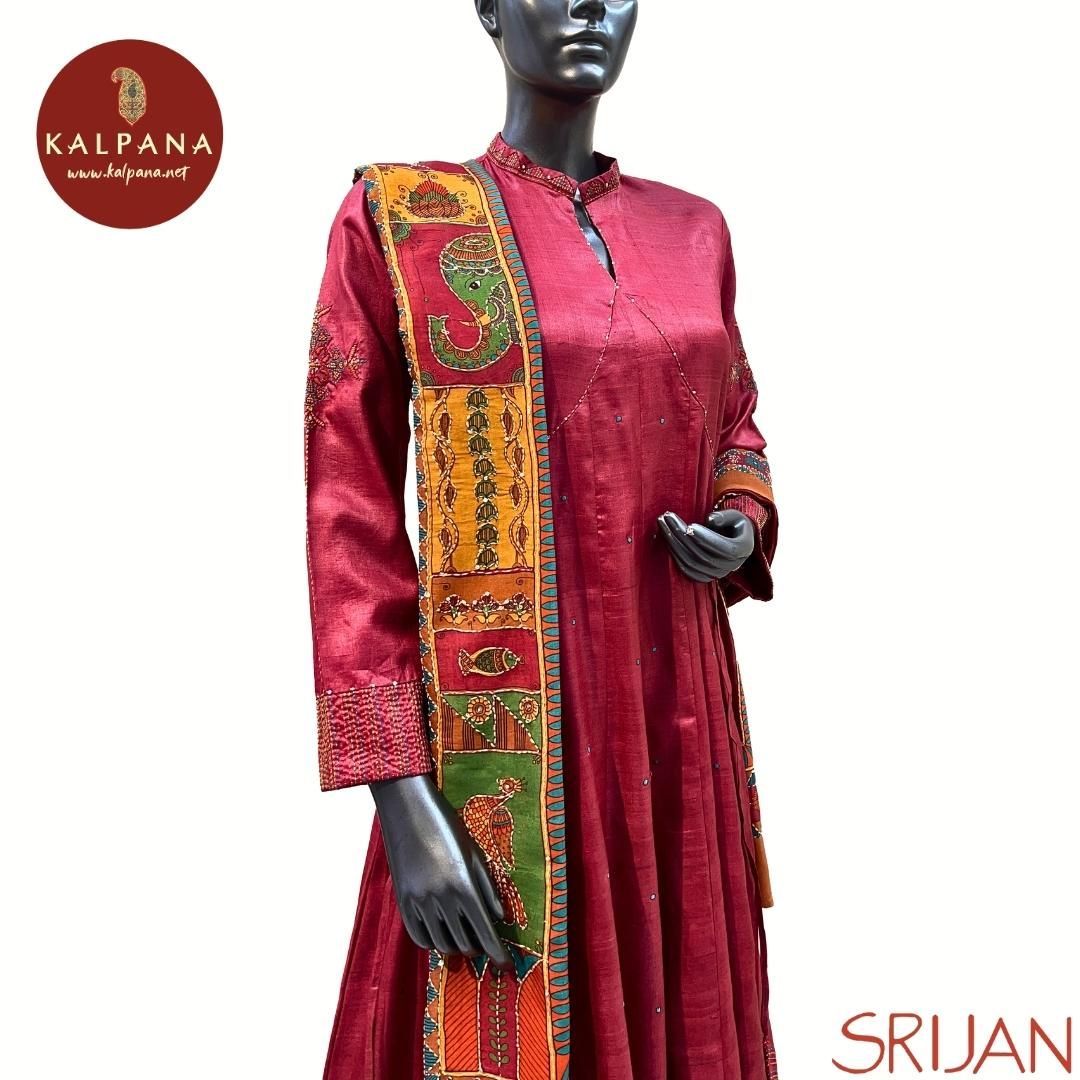 Madhubani Large Kalidaar Pure Tussar Salwar Kameez
