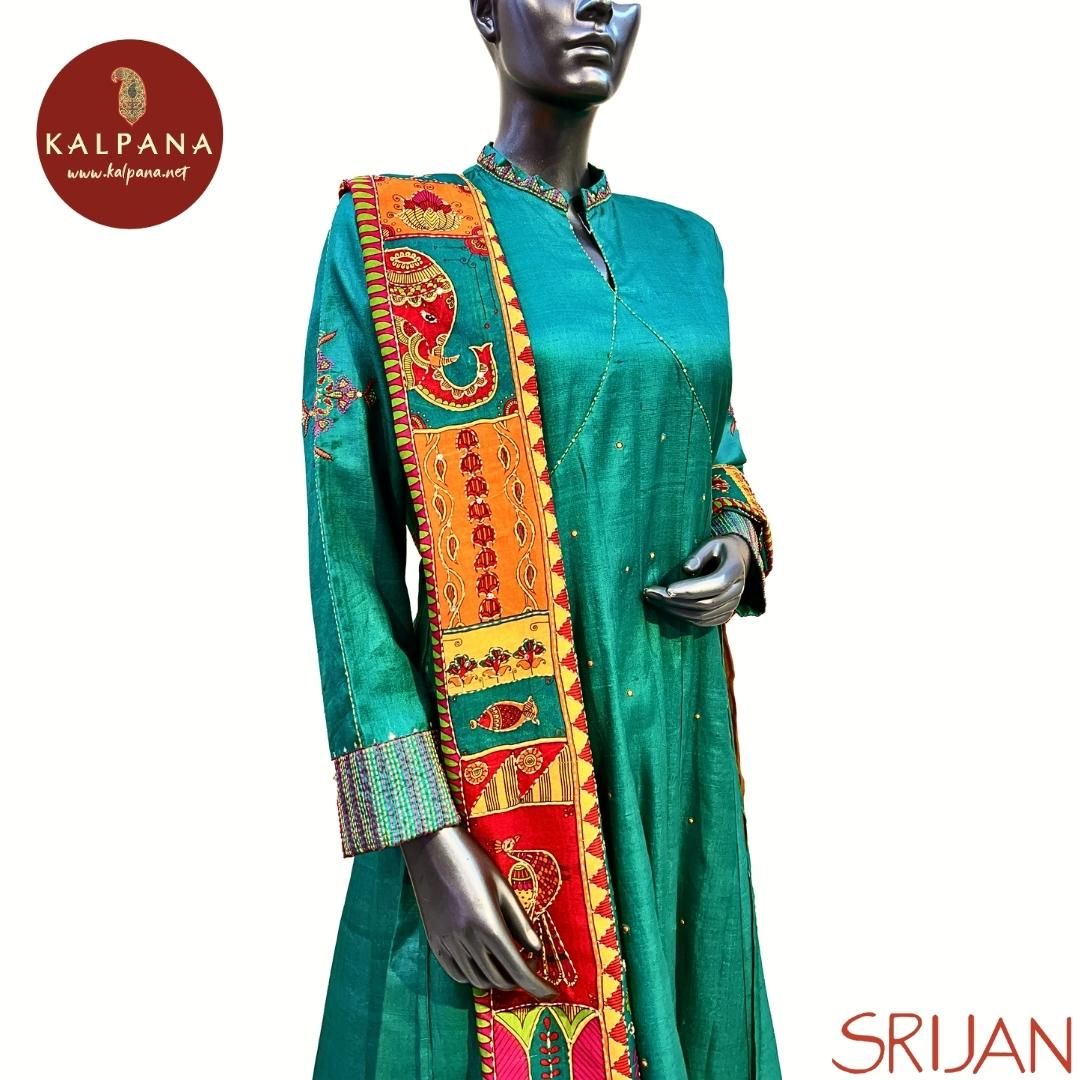 Madhubani Large Kalidaar Pure Tussar Salwar Kameez