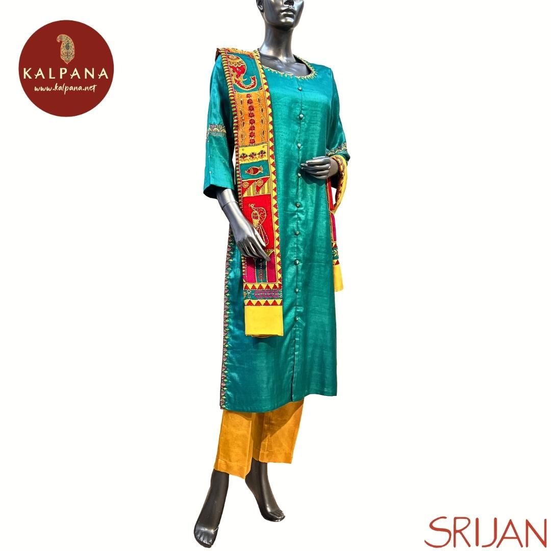 Madhubani A Line Pure Tussar Salwar Kameez