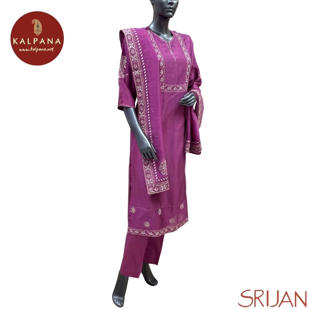 Chikkankari Princess Line Pure Chanderi Salwar Kameez