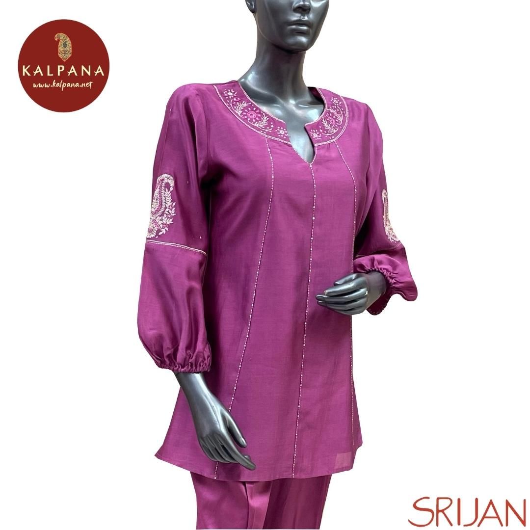 Chikkankari Small Kalidaar Pure Chanderi Top