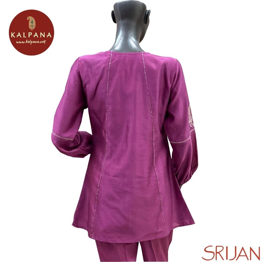 Chikkankari Small Kalidaar Pure Chanderi Top