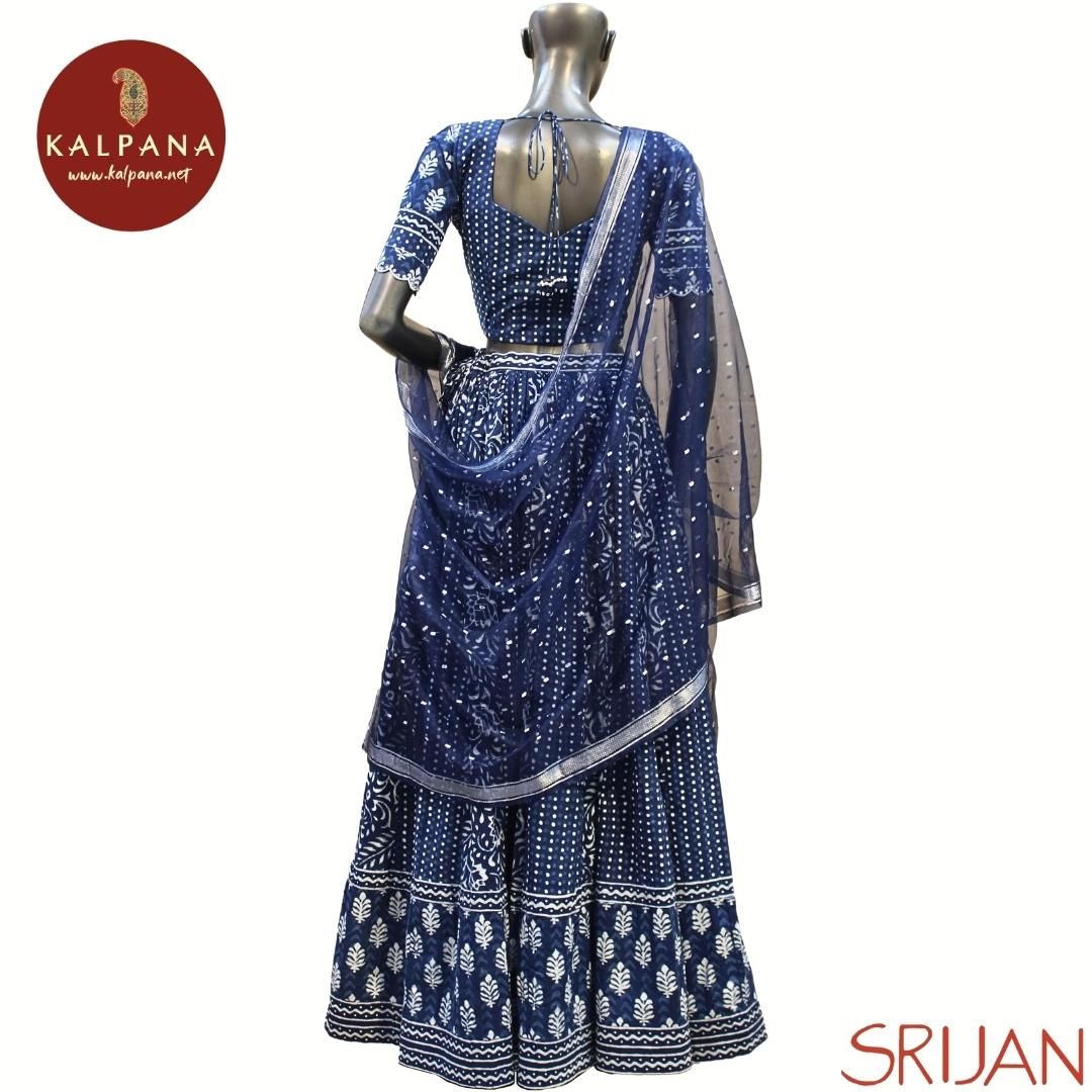 Indigo Blouse Pure Cotton Lehenga Choli