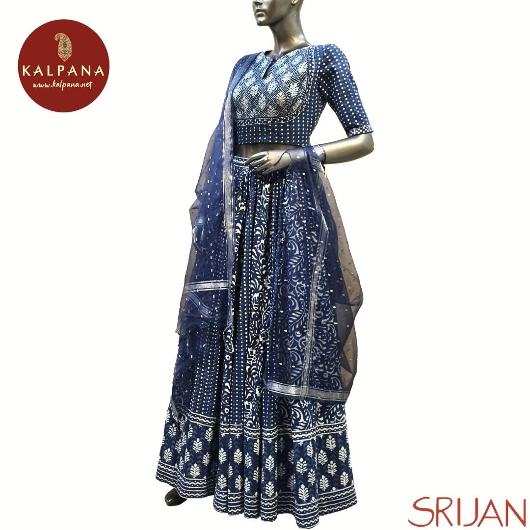 Indigo Blouse Pure Cotton Lehenga Choli