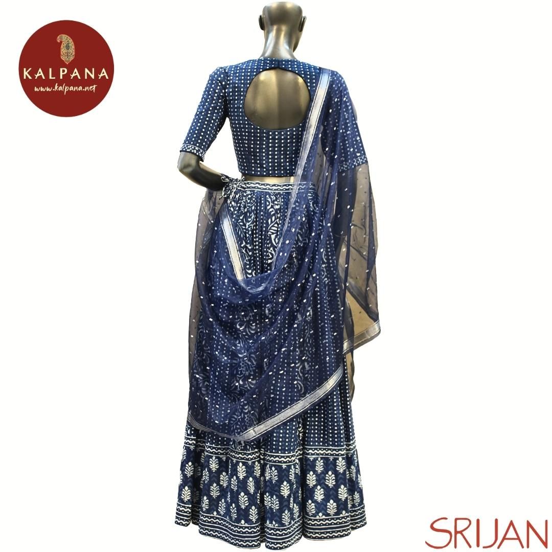Indigo Blouse Pure Cotton Lehenga Choli
