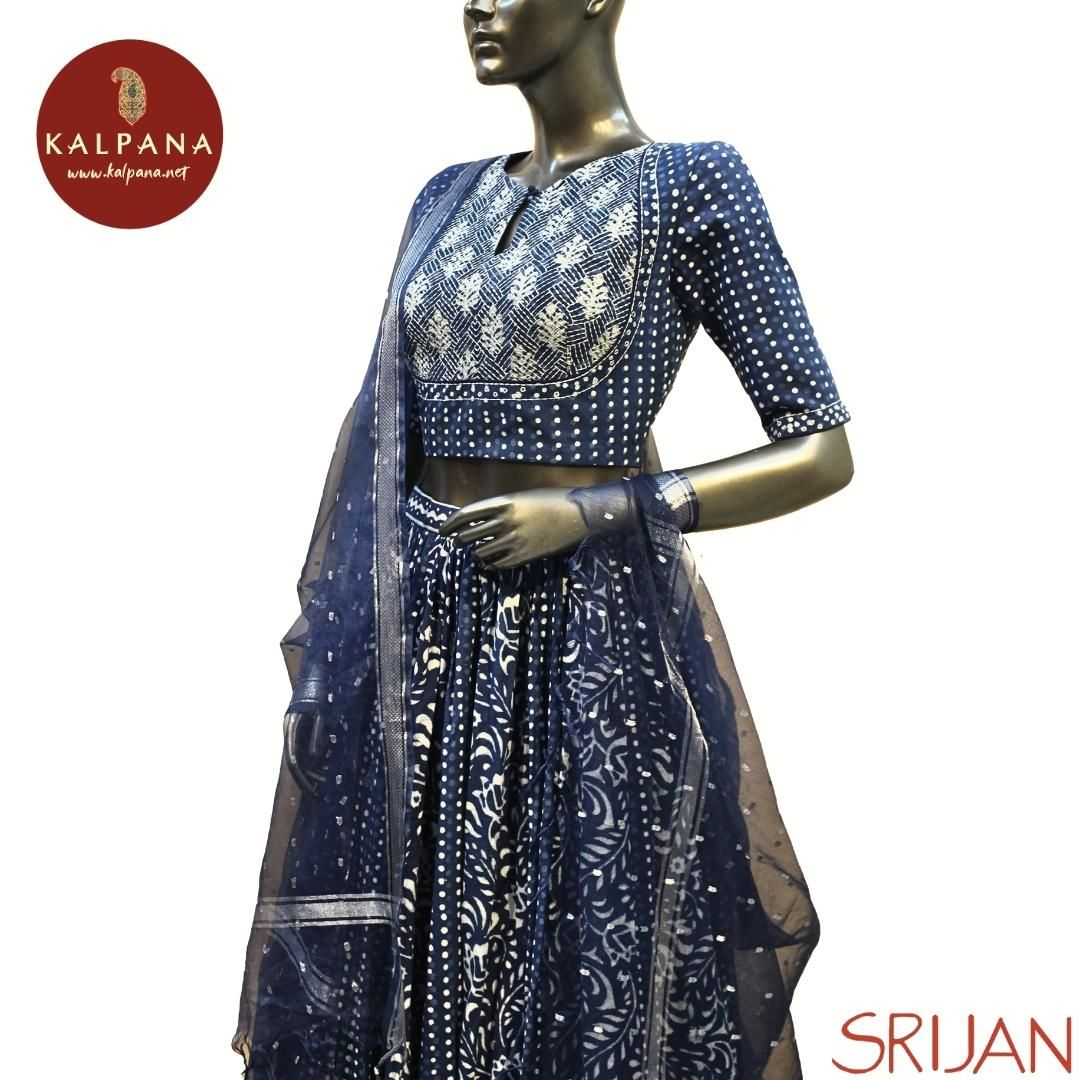 Indigo Blouse Pure Cotton Lehenga Choli