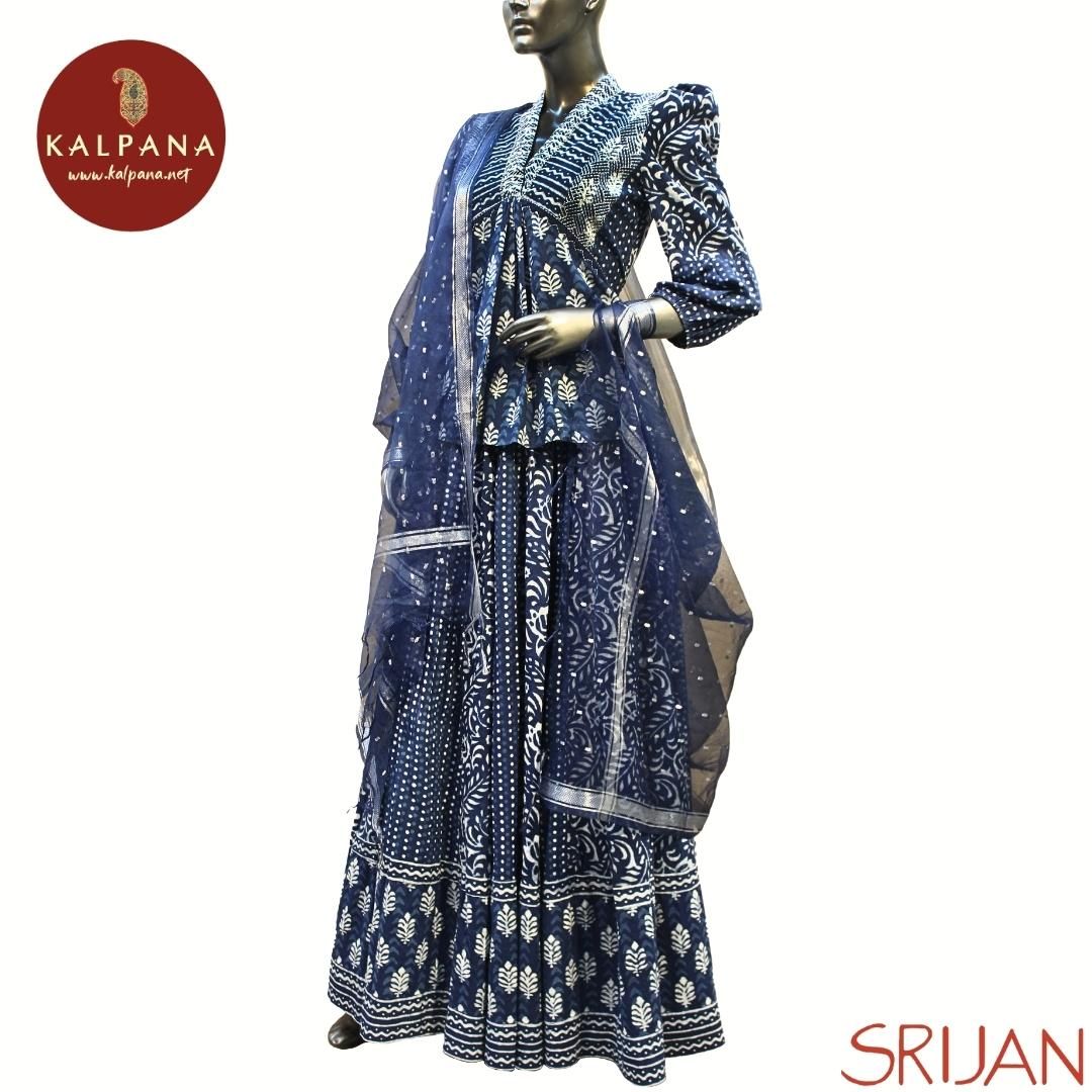 Indigo Pure Cotton Lehenga Choli