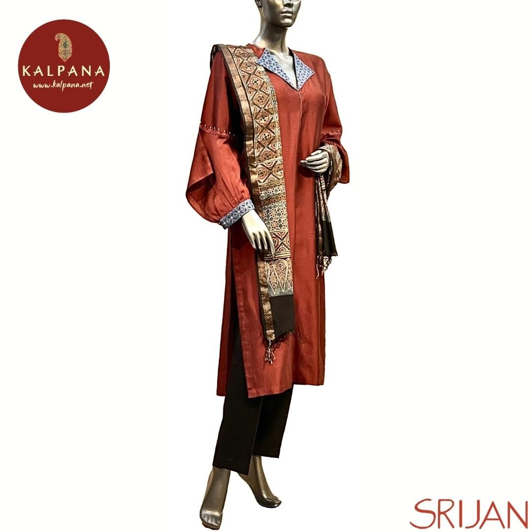 Ajrakh A Line Pure Chanderi Salwar Kameez