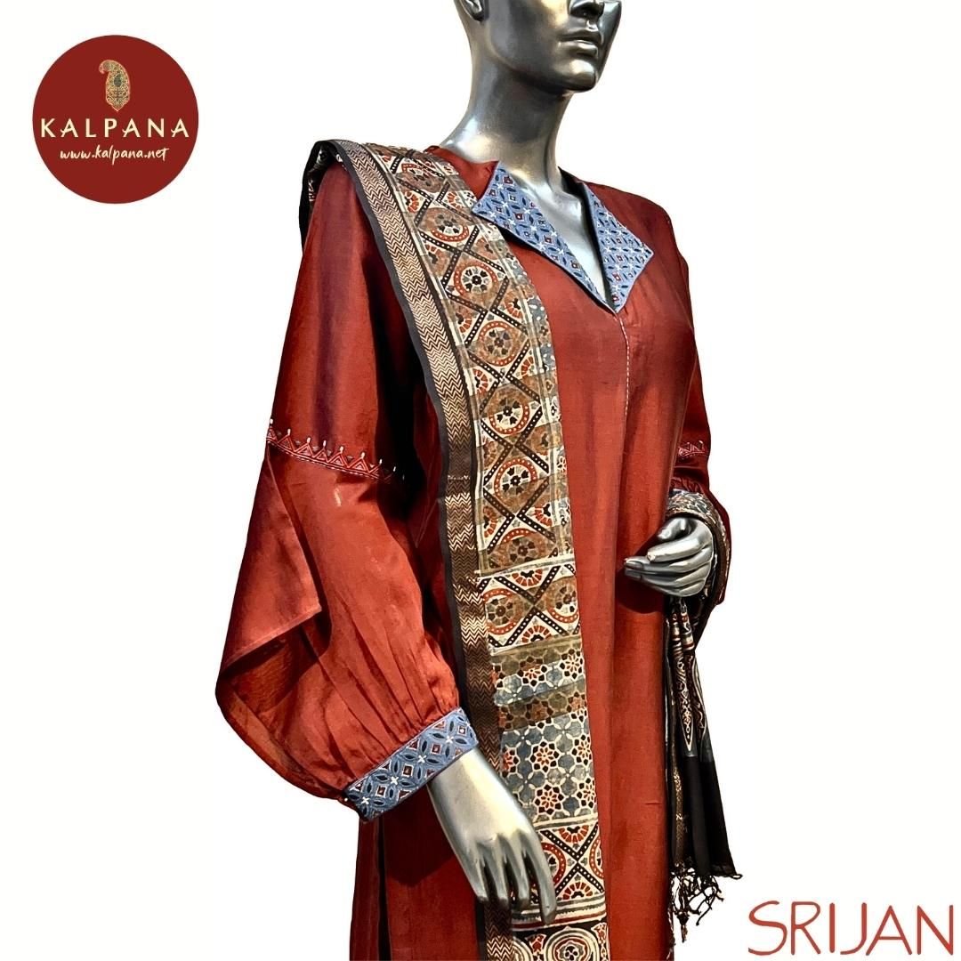 Ajrakh A Line Pure Chanderi Salwar Kameez