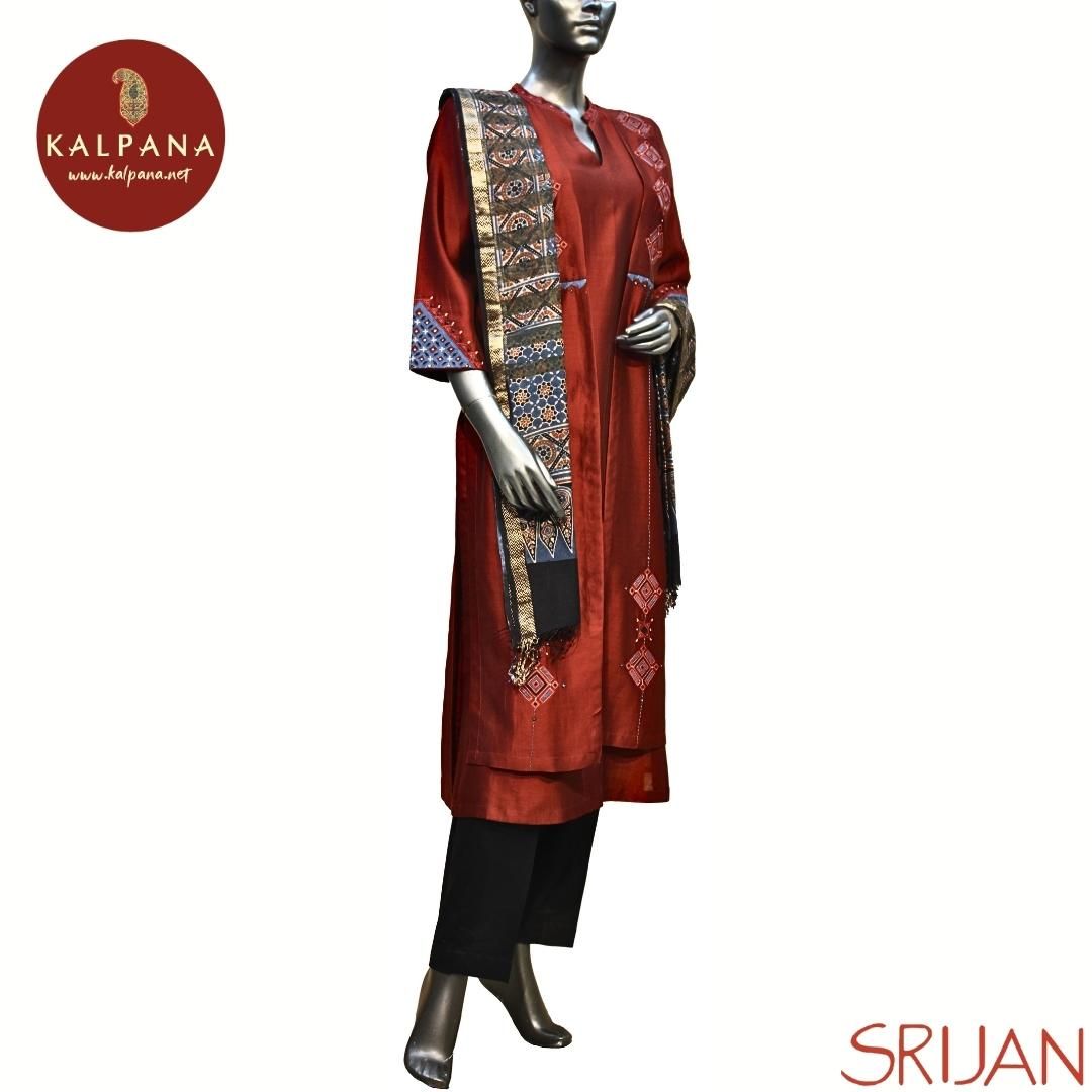 Ajrakh A Line Pure Chanderi Salwar Kameez