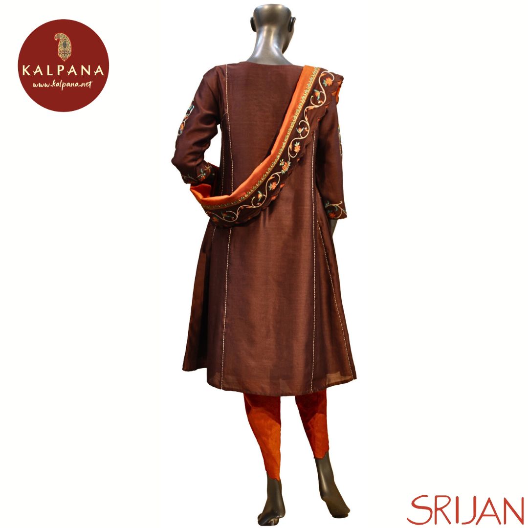Kashmiri Crewel embroidery Small Kalidaar Pure Chanderi Salwar Kameez